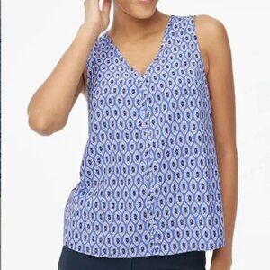 NWT J. Crew Printed sleeveless V neck crepe shell